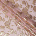 Light Pink Floral Pattern Silk Chiffon Fabric with Metallic Lurex, 110 Cms, South Korea-D25500