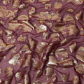 Wine Red Floral Pattern Silk Chiffon Fabric with Metallic Lurex, 110 Cms, South Korea-D25502