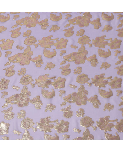 Lavender Floral Pattern Silk Chiffon Fabric with Metallic Lurex, 110 Cms, South Korea-D25503