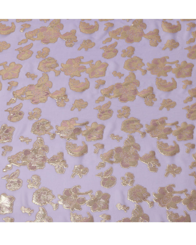 Lavender Floral Pattern Silk Chiffon Fabric with Metallic Lurex, 110 Cms, South Korea-D25503