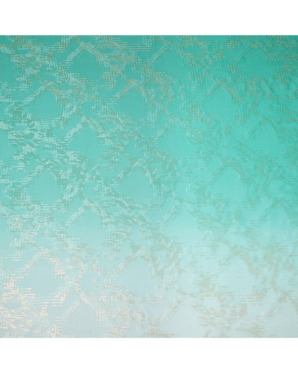 Aqua Green Silk Chiffon Fabric with Metallic Lurex, 110 Cms Width, South Korea-D24813
