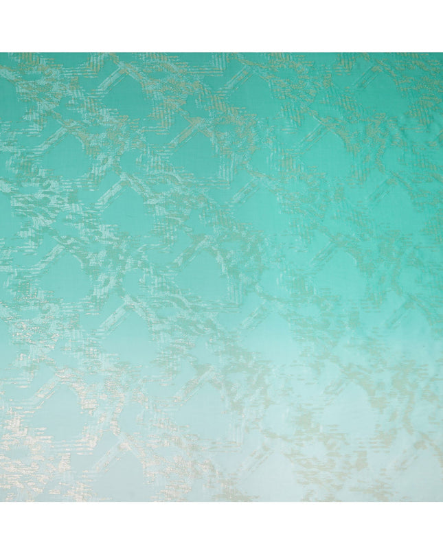 Aqua Green Silk Chiffon Fabric with Metallic Lurex, 110 Cms Width, South Korea-D24813