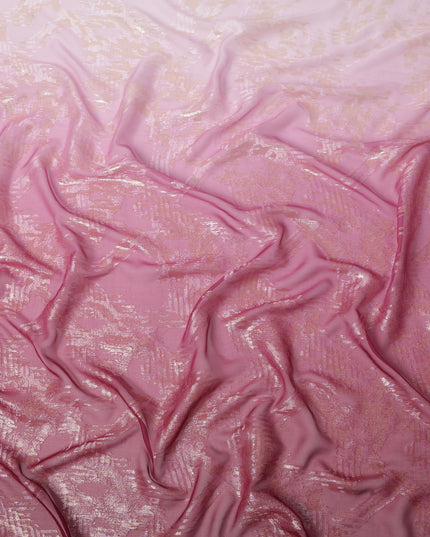 Pink Silk Chiffon Fabric with Metallic Lurex, 110 Cms Width, South Korea-D24814