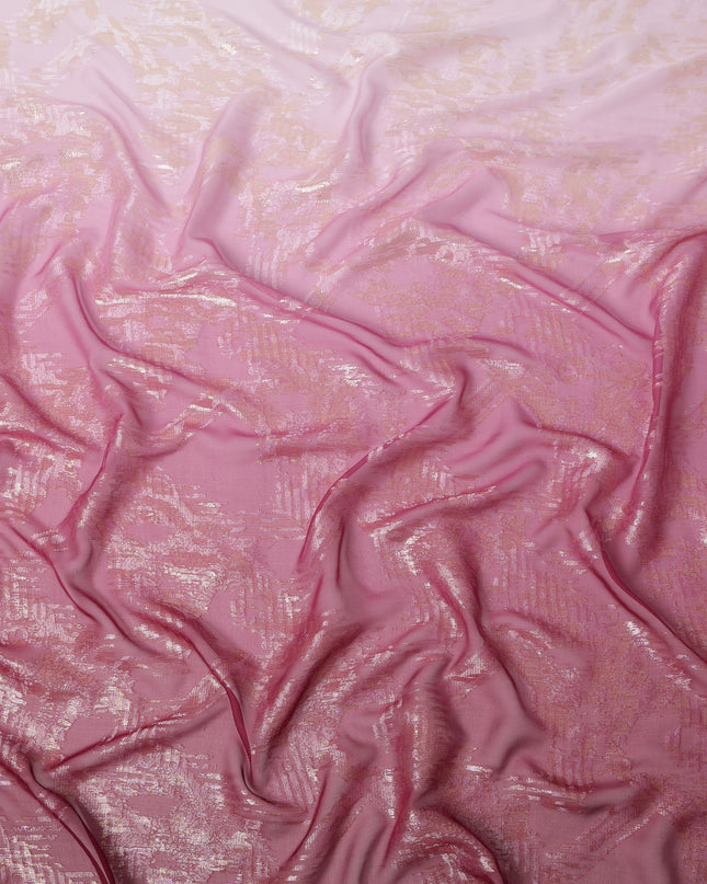Pink Silk Chiffon Fabric with Metallic Lurex, 110 Cms Width, South Korea-D24814