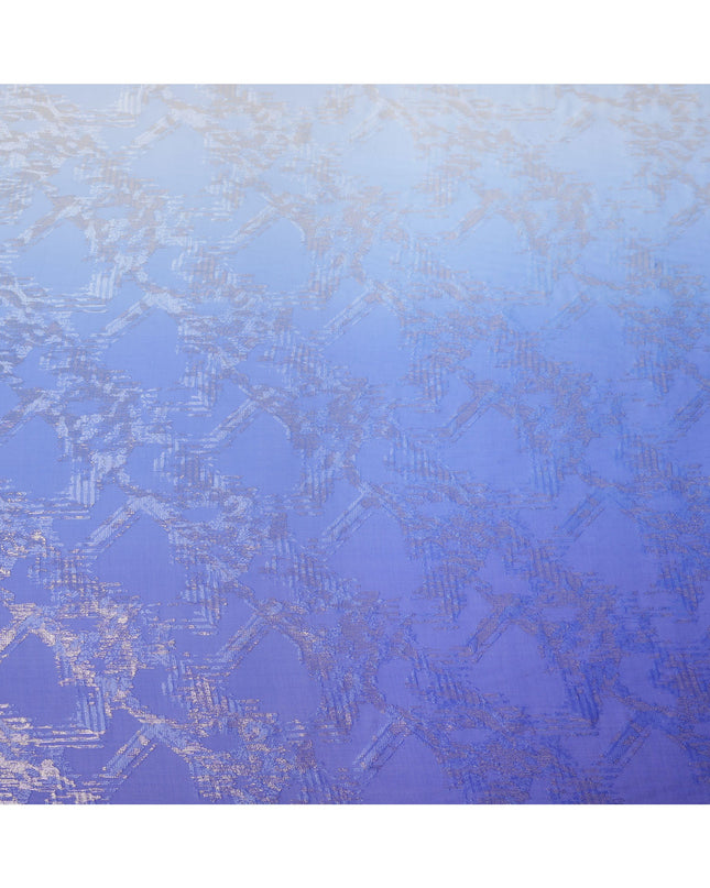 Blue Silk Chiffon Fabric with Metallic Lurex, 110 Cms Width, South Korea-D24815