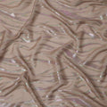Beige Wave Pattern Silk Chiffon Fabric with Metallic Lurex, 110 Cms, South Korea-D25494