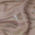 Beige Wave Pattern Silk Chiffon Fabric with Metallic Lurex, 110 Cms, South Korea-D25494