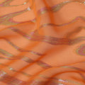 Orange Wave Pattern Silk Chiffon Fabric with Metallic Lurex, 110 Cms, South Korea-D25491