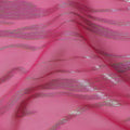 Pink Wave Pattern Silk Chiffon Fabric with Metallic Lurex, 110 Cms, South Korea-D25495