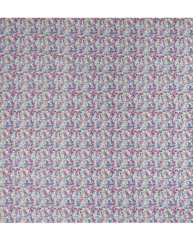 Dusty Blue Floral Printed Cotton Lawn Fabric Soft Lightweight Breathable Dressmaking Sewing Material 4.0 Meters Length 110 Cms Width India-D27622