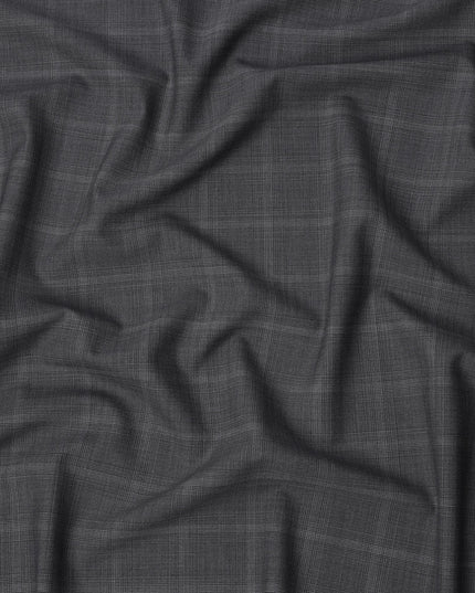 Charcoal Grey Premium Italian Blended Wool Suiting Fabric, 3.75 Mtrs with 150 Cms Width, Imported from Italy-D25448