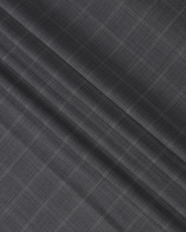 Charcoal Grey Premium Italian Blended Wool Suiting Fabric, 3.75 Mtrs with 150 Cms Width, Imported from Italy-D25448