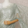 Mint Green Premium French Metallic Chantilly Lace Saree Fabric – 5.5 Meters Length, Width 110 Cms, Made in France-D25605