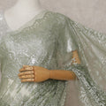 French Chantilly Lace Saree Piece - Moss Green