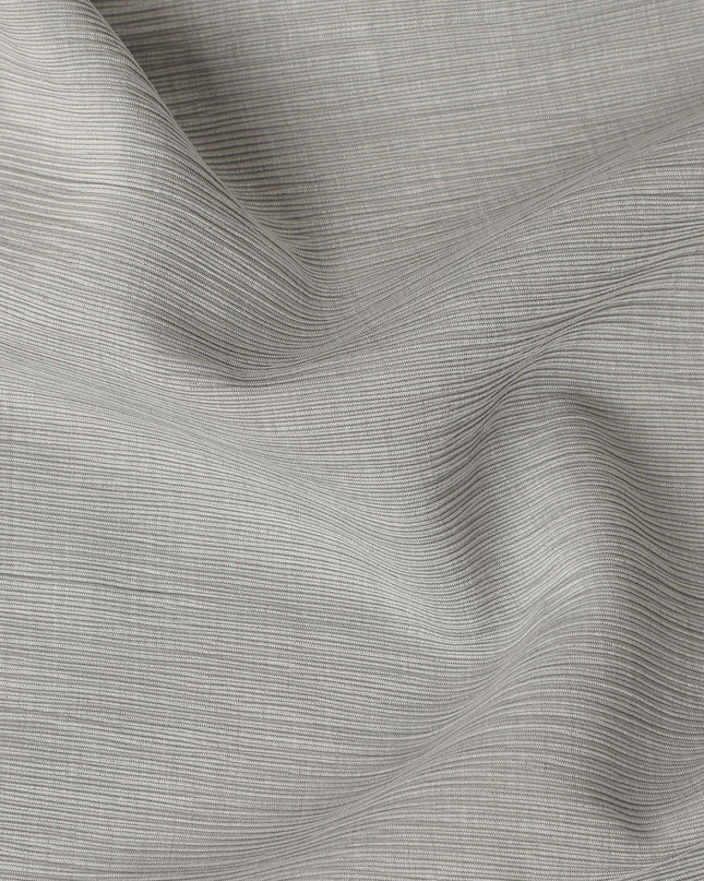 Light Grey Solid Wrinkle Texture Poly Georgette Fabric Soft Flowy Lightweight Design 150 Cms Width Made in Japan-D27456