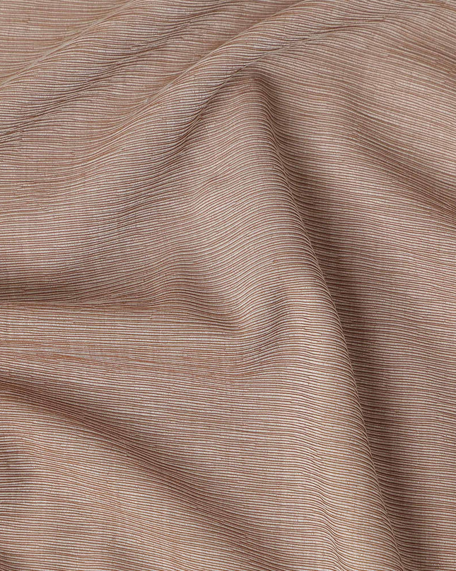 Warm Taupe Solid Wrinkle Texture Poly Georgette Fabric Soft Flowy Lightweight Design 150 Cms Width Made in Japan-D27455