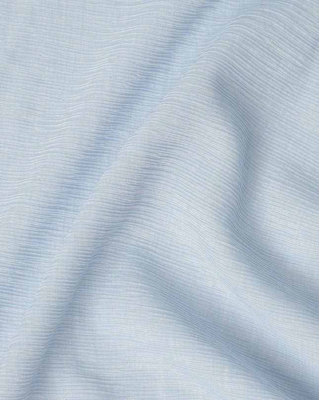 Light Blue Solid Wrinkle Texture Poly Georgette Fabric Soft Flowy Lightweight Design 150 Cms Width Made in Japan-D27459