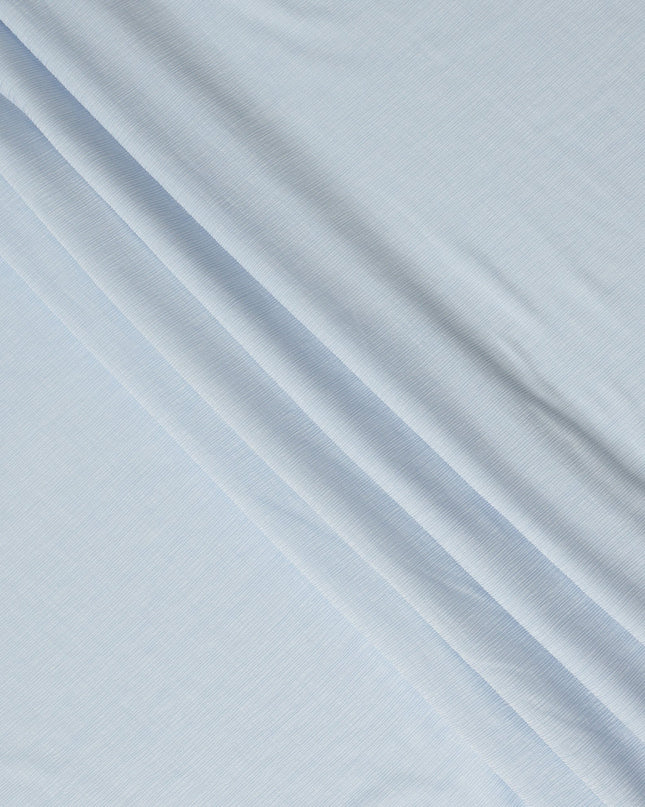 Light Blue Solid Wrinkle Texture Poly Georgette Fabric Soft Flowy Lightweight Design 150 Cms Width Made in Japan-D27459