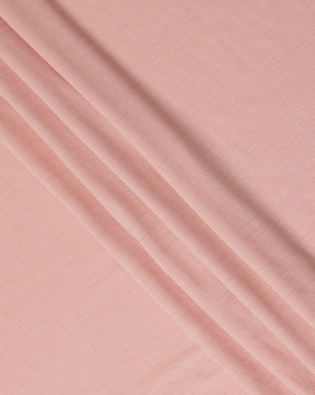 Peach Pink Solid Wrinkle Texture Poly Georgette Fabric Soft Flowy Lightweight Design 150 Cms Width Made in Japan-D27454