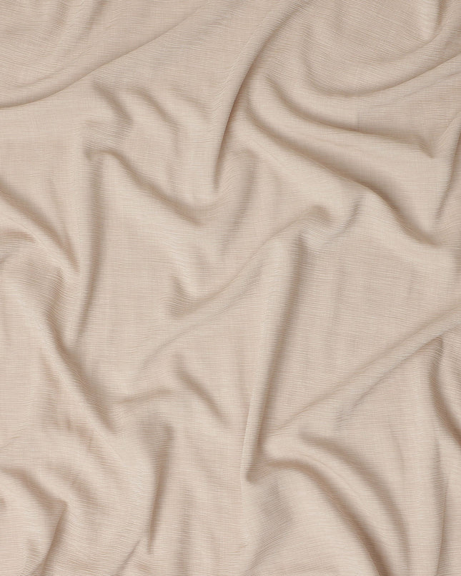 Beige Solid Wrinkle Texture Poly Georgette Fabric Soft Flowy Lightweight Design 150 Cms Width Made in Japan-D27458