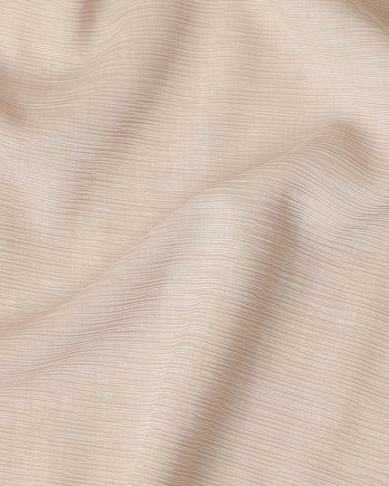 Beige Solid Wrinkle Texture Poly Georgette Fabric Soft Flowy Lightweight Design 150 Cms Width Made in Japan-D27458