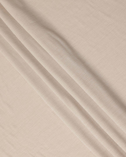 Beige Solid Wrinkle Texture Poly Georgette Fabric Soft Flowy Lightweight Design 150 Cms Width Made in Japan-D27458