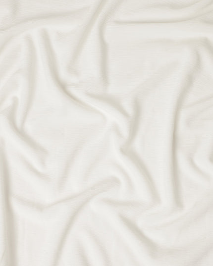 Ivory Solid Wrinkle Texture Poly Georgette Fabric Soft Flowy Lightweight Design 150 Cms Width Made in Japan-D27457