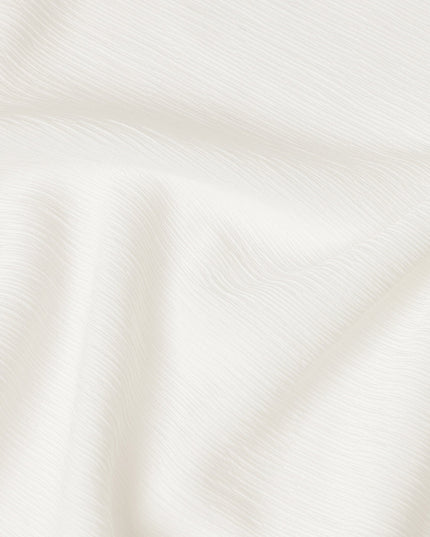 Ivory Solid Wrinkle Texture Poly Georgette Fabric Soft Flowy Lightweight Design 150 Cms Width Made in Japan-D27457