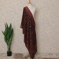 Black & Maroon Premium Kashmiri Pashmina Shawl with Floral Weave, 225X80 CMS Width, India-D26952 - Regal Fabrics