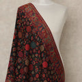 Black & Maroon Premium Kashmiri Pashmina Shawl with Floral Weave, 225X80 CMS Width, India-D26952 - Regal Fabrics
