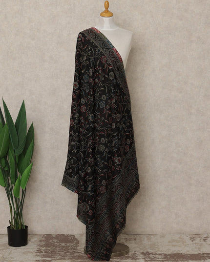 Black Premium Kashmiri Pashmina Shawl 225X80 CMS Width, India-D26963 - Regal Fabrics