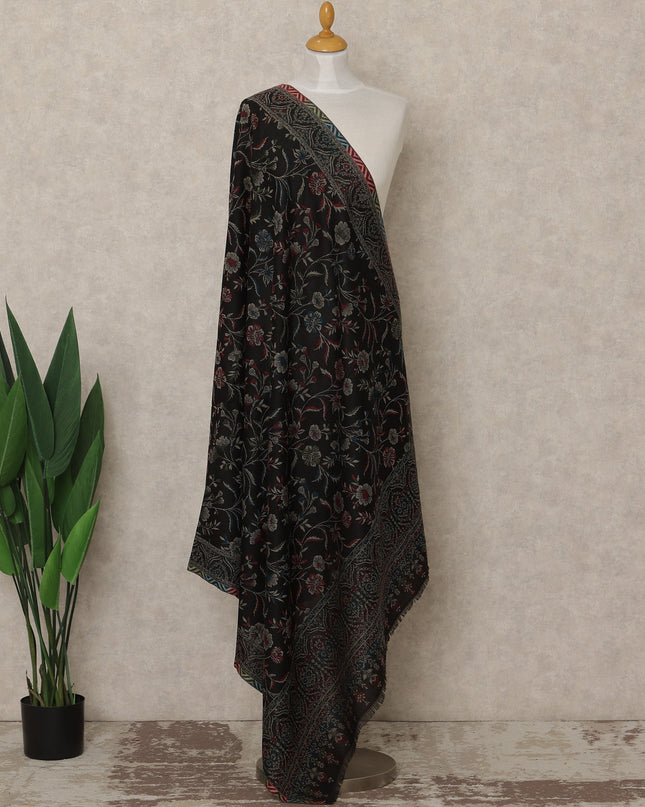 Black Premium Kashmiri Pashmina Shawl 225X80 CMS Width, India-D26963 - Regal Fabrics