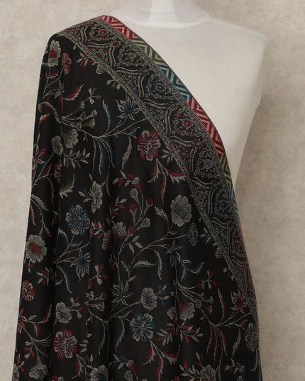 Black Premium Kashmiri Pashmina Shawl 225X80 CMS Width, India-D26963 - Regal Fabrics