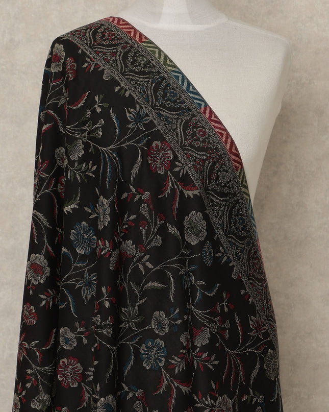 Black Premium Kashmiri Pashmina Shawl 225X80 CMS Width, India-D26963 - Regal Fabrics