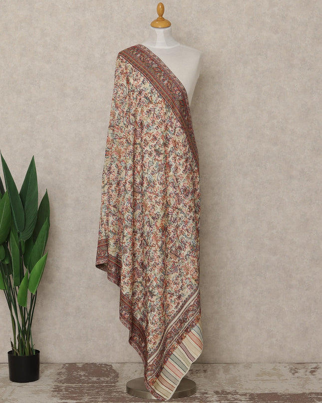 Ivory Premium Kashmiri Pashmina Shawl 225X80 CMS Width, India-D26959 - Regal Fabrics