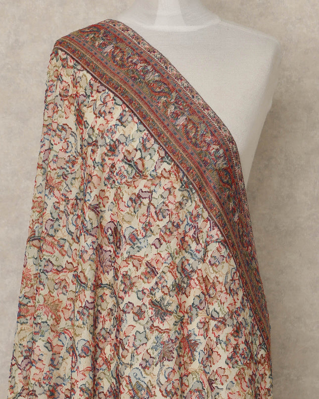 Ivory Premium Kashmiri Pashmina Shawl 225X80 CMS Width, India-D26959 - Regal Fabrics