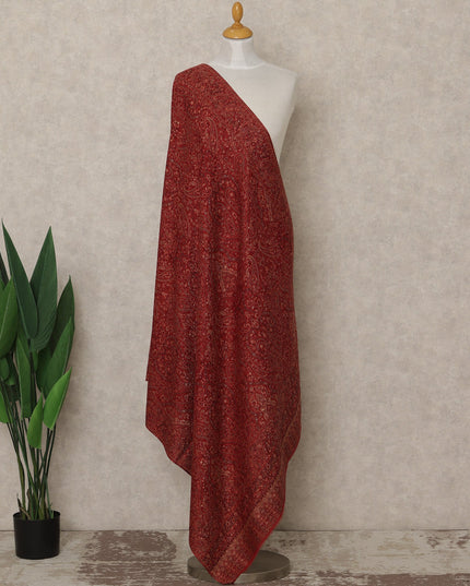 Maroon Premium Kashmiri Pashmina Shawl 225X80 CMS Width, India-D26958