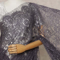 Light Purple Premium French Metallic Chantilly Lace Saree with Stone Work, Width 110 Cms, 5.5 Mtrs, France-D25567