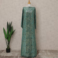 Emerald Blue Premium Silk Chiffon Velvet Makmal Somali Dirac Fabric, 3.5 Mtrs Piece, 140 Cms Width, Made in Italy-D26673