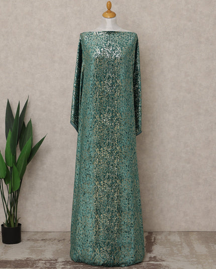 Emerald Blue Premium Silk Chiffon Velvet Makmal Somali Dirac Fabric, 3.5 Mtrs Piece, 140 Cms Width, Made in Italy-D26673