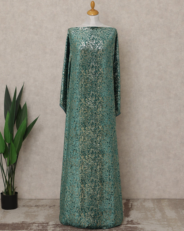 Emerald Blue Premium Silk Chiffon Velvet Makmal Somali Dirac Fabric, 3.5 Mtrs Piece, 140 Cms Width, Made in Italy-D26673
