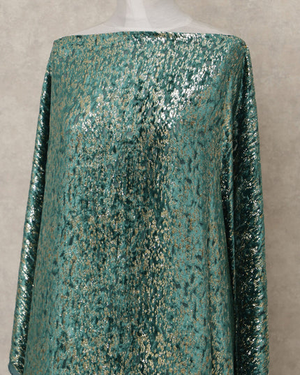 Emerald Blue Premium Silk Chiffon Velvet Makmal Somali Dirac Fabric, 3.5 Mtrs Piece, 140 Cms Width, Made in Italy-D26673