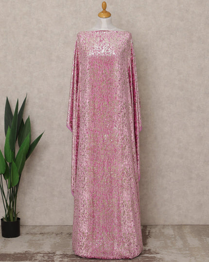 Pink Premium Silk Chiffon Velvet Makmal Somali Dirac Fabric, 3.5 Mtrs Piece, 140 Cms Width, Made in Italy-D26675