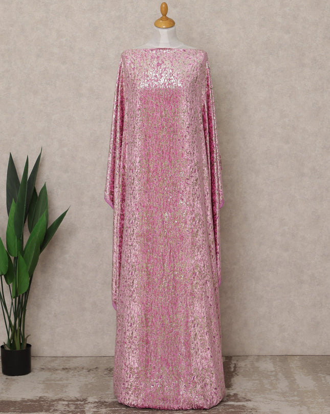 Pink Premium Silk Chiffon Velvet Makmal Somali Dirac Fabric, 3.5 Mtrs Piece, 140 Cms Width, Made in Italy-D26675