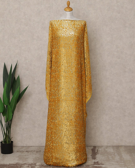 Golden Orange Premium Silk Chiffon Velvet Makmal Somali Dirac Fabric, 3.5 Mtrs Piece, 140 Cms Width, Made in Italy-D26674