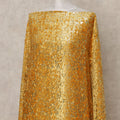 Golden Orange Premium Silk Chiffon Velvet Makmal Somali Dirac Fabric, 3.5 Mtrs Piece, 140 Cms Width, Made in Italy-D26674