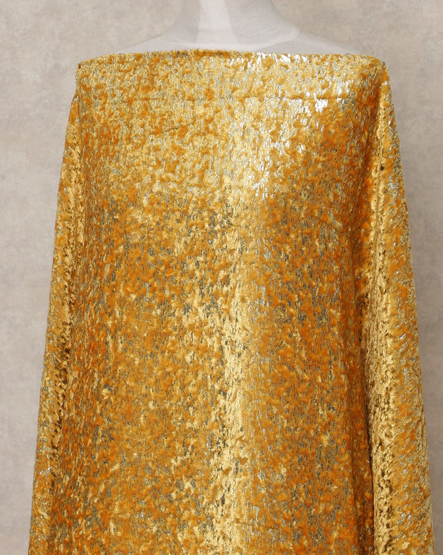 Golden Orange Premium Silk Chiffon Velvet Makmal Somali Dirac Fabric, 3.5 Mtrs Piece, 140 Cms Width, Made in Italy-D26674