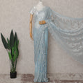 Ice Blue French Chantilly Lace Saree