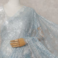 Ice Blue French Chantilly Lace Saree