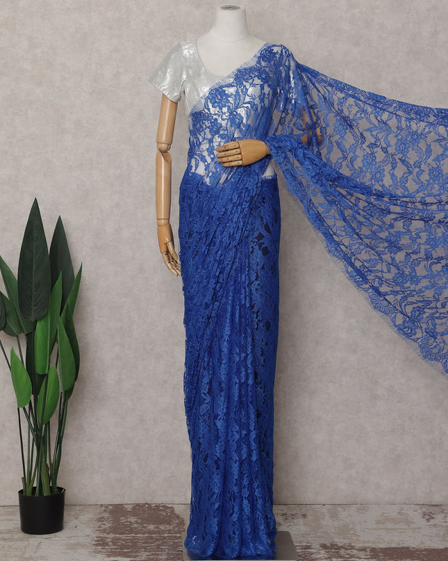 Royal Blue French Chantilly Lace Saree